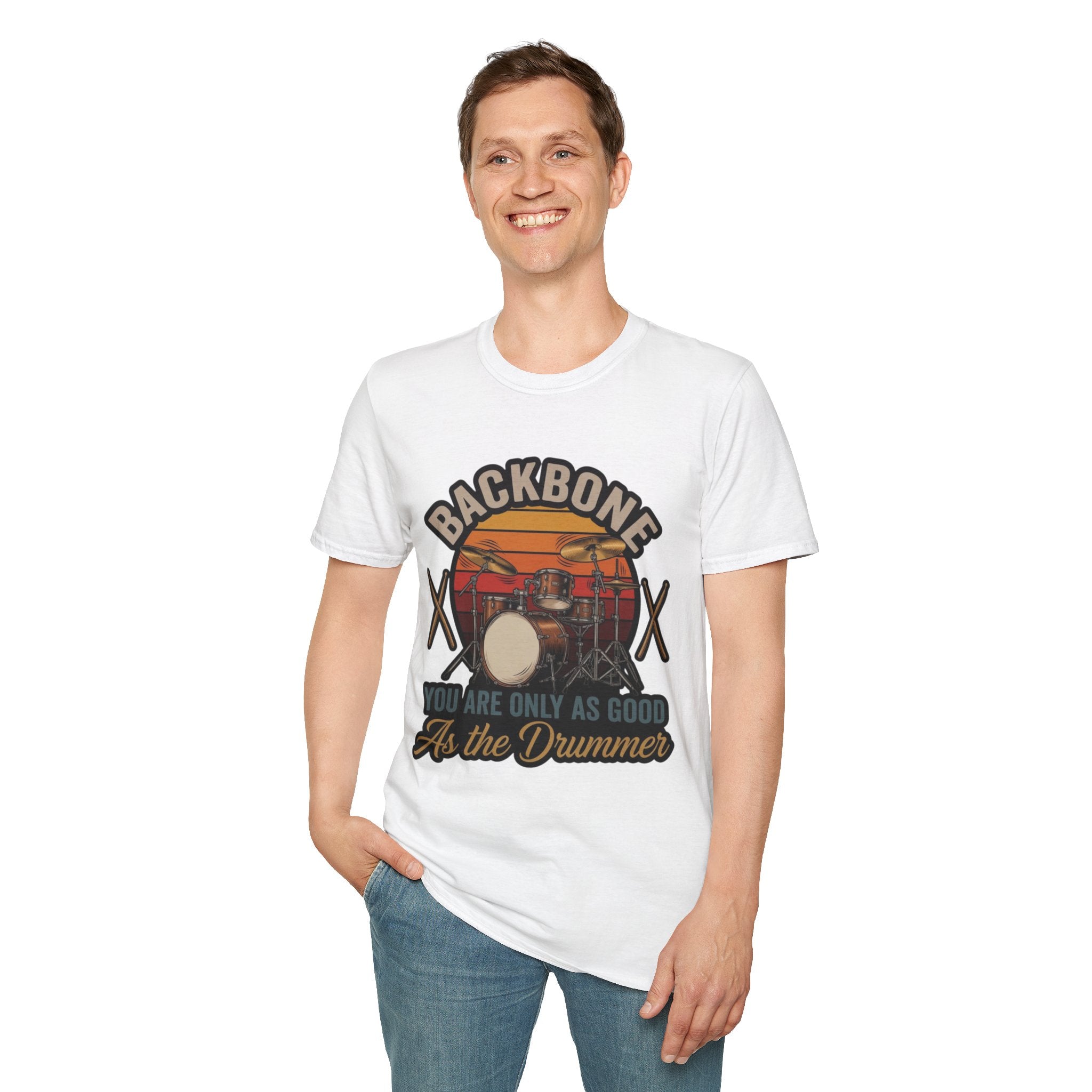 Drummer T-Shirt — “Backbone: You Are Only As Good As the Drummer” Vintage Drum Kit Tee