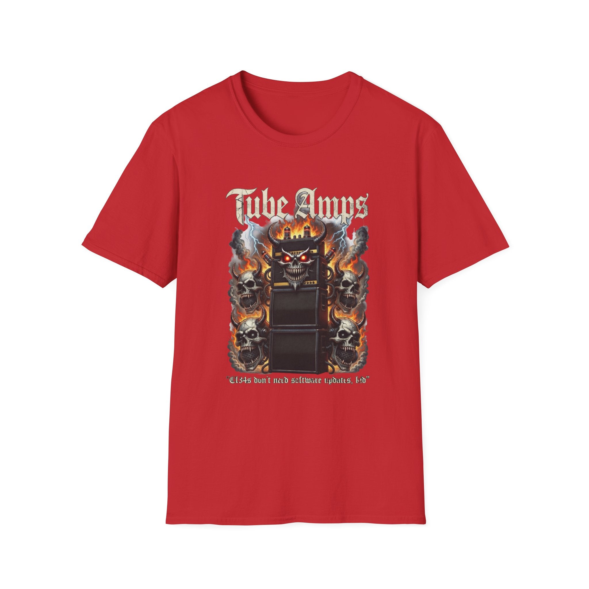 Tube Amps T-Shirt — "EL34s Don't Take Software Updates, Kid" Guitarist Tee