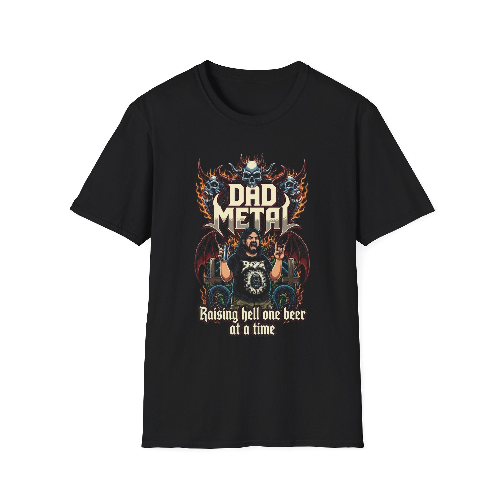 Dad Metal T-Shirt — "Raising Hell One Beer at a Time" Heavy Metal Dad Tee