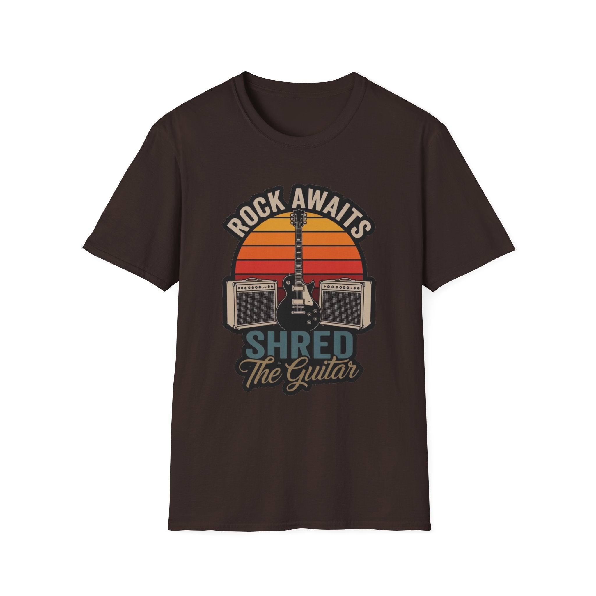 Rock Awaits "Shred the Guitar" T-Shirt - Retro Guitar & Amp Graphic