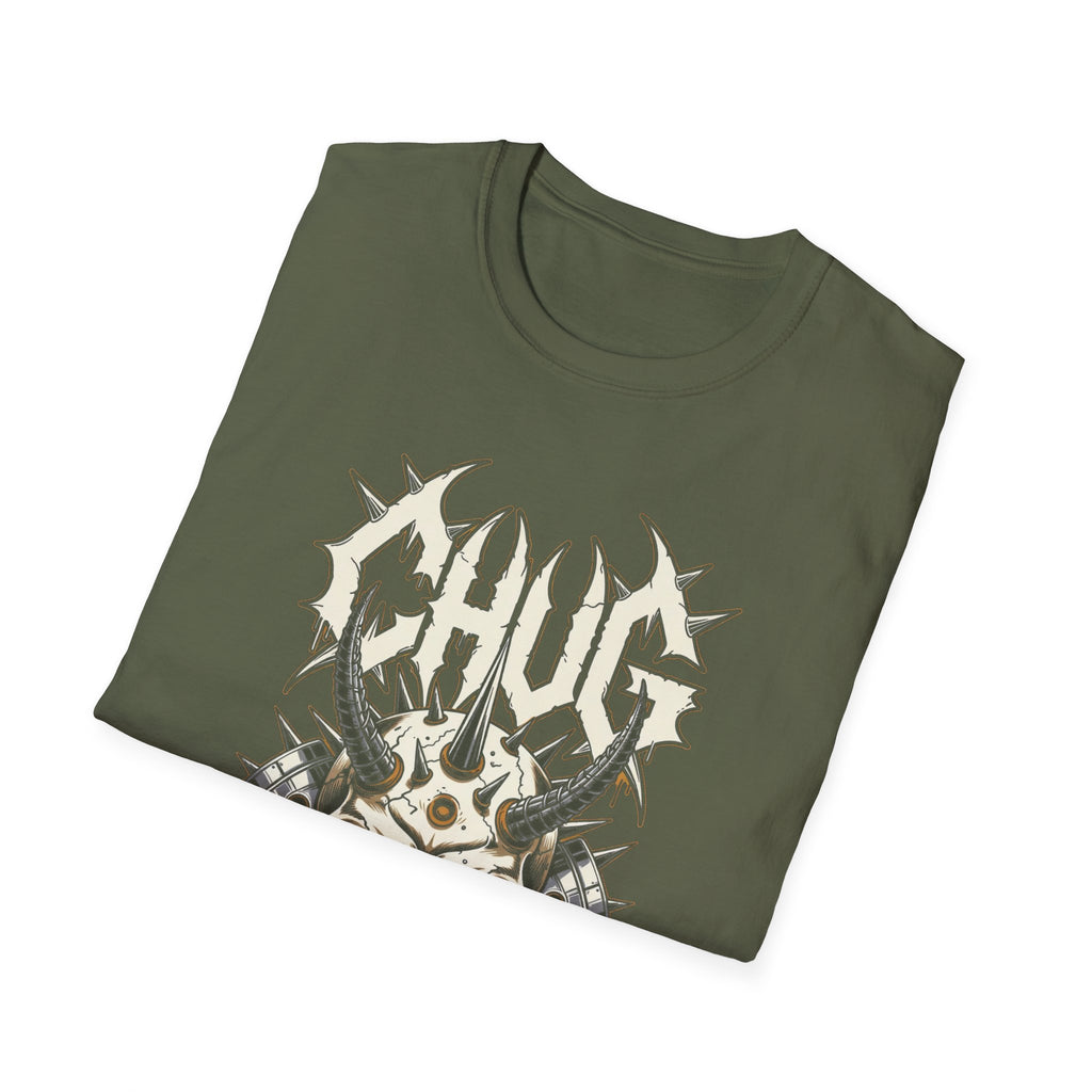 Chug Guitar Riffs Skull Tee — "Chug" Chains & Pistons Metal T-Shirt