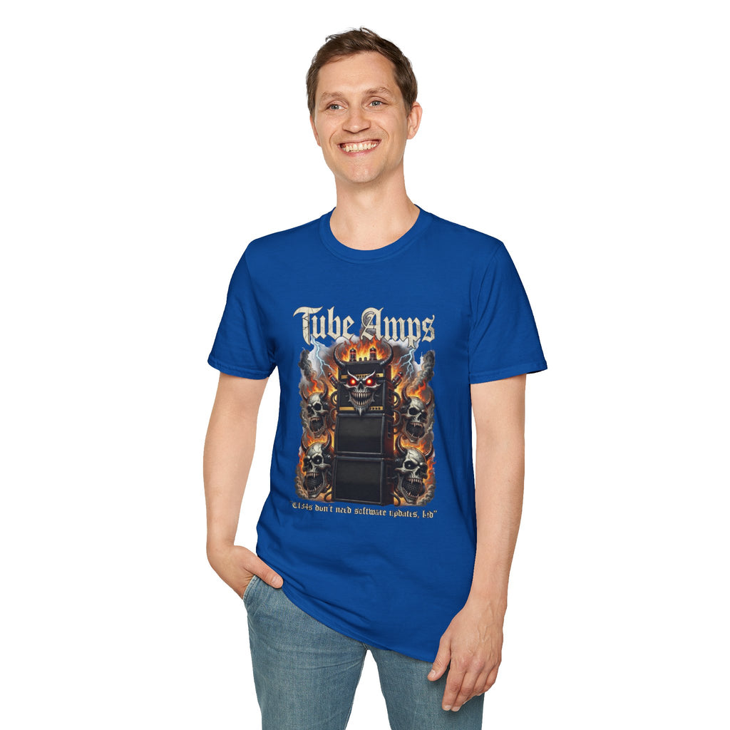 Tube Amps T-Shirt — "EL34s Don't Take Software Updates, Kid" Guitarist Tee