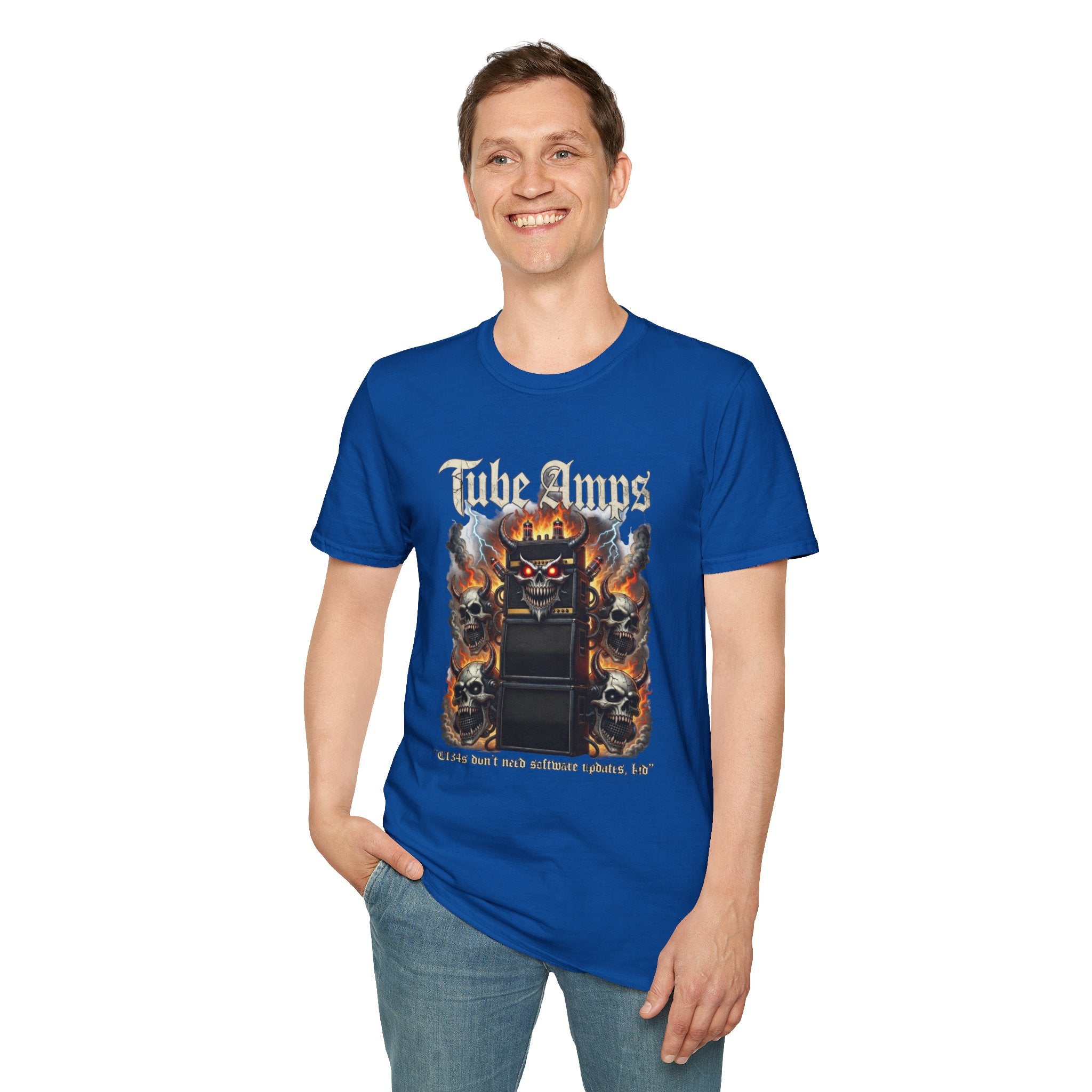 Tube Amps T-Shirt — "EL34s Don't Take Software Updates, Kid" Guitarist Tee