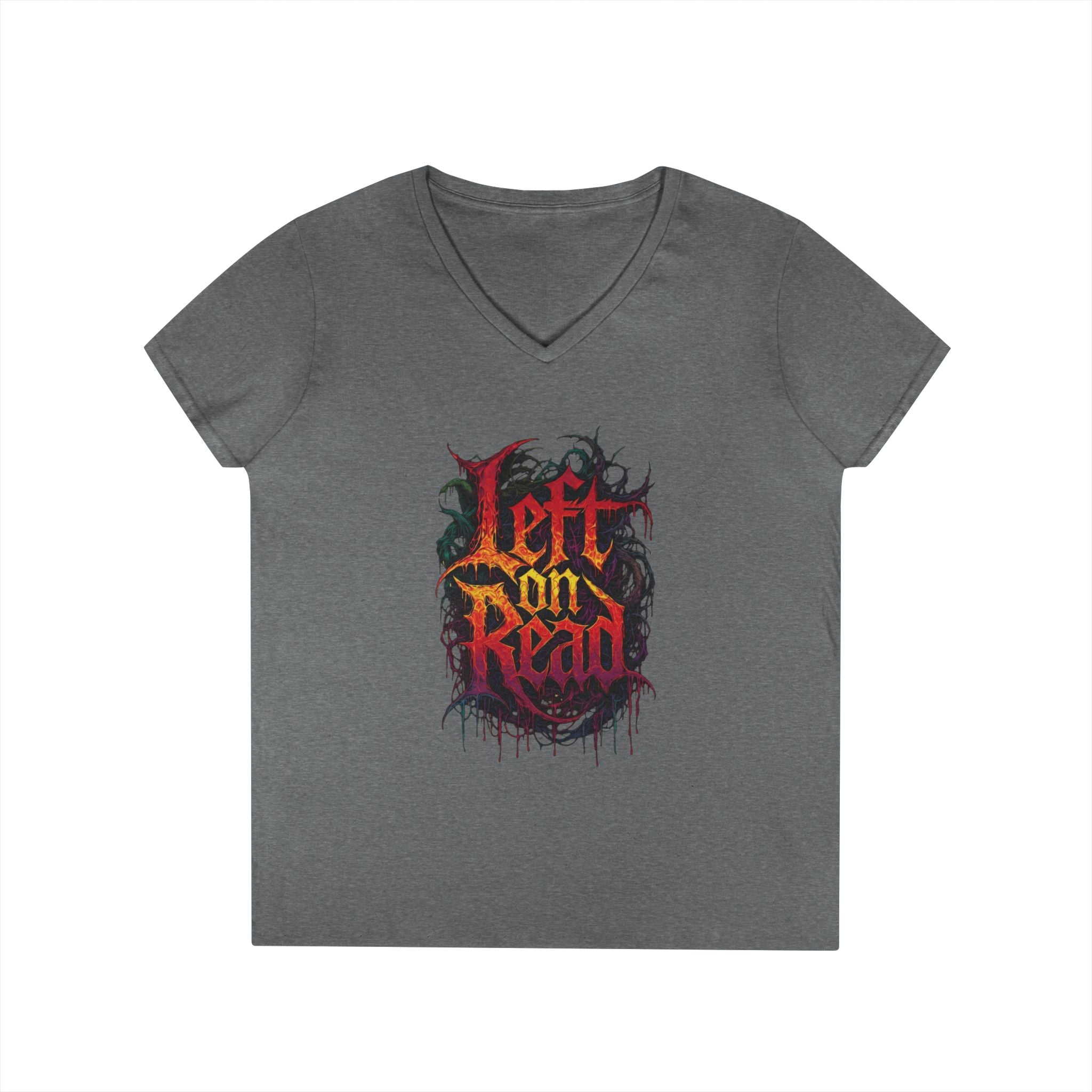Left on Read V-Neck T‑Shirt — Women’s Gothic Text Graphic Tee