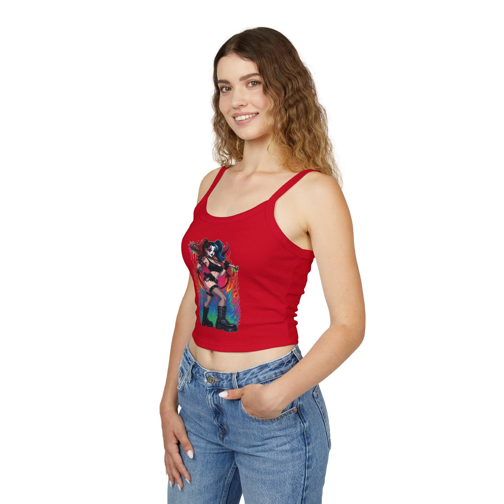 Goth Punk Girl with Bat Tank Top — Spaghetti Strap Women's Tank