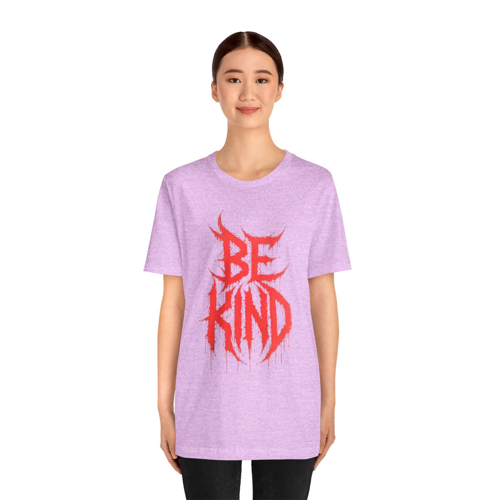 Be Kind Graphic Tee — Red Horror-Style Typography T-Shirt