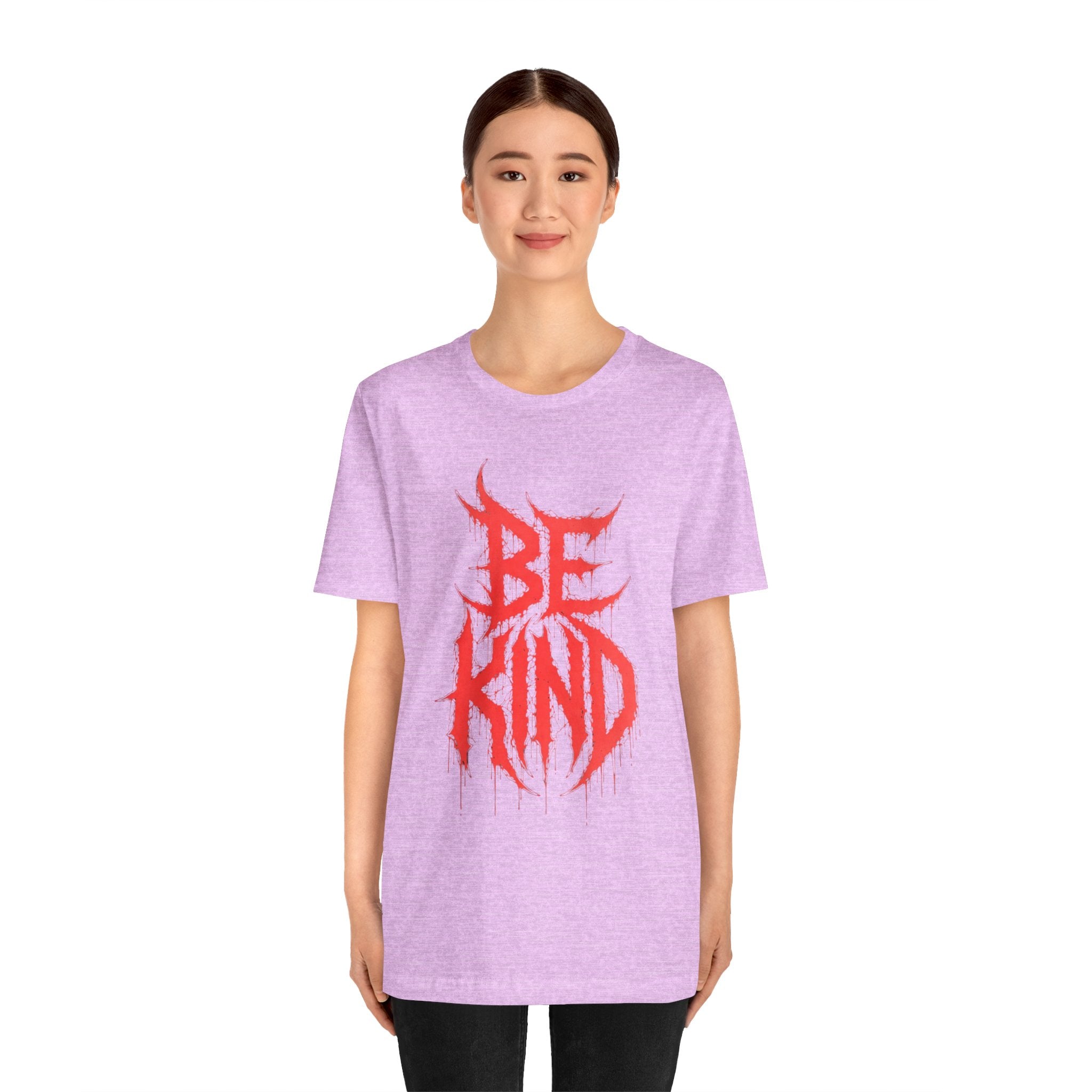 Be Kind Graphic Tee — Red Horror-Style Typography T-Shirt