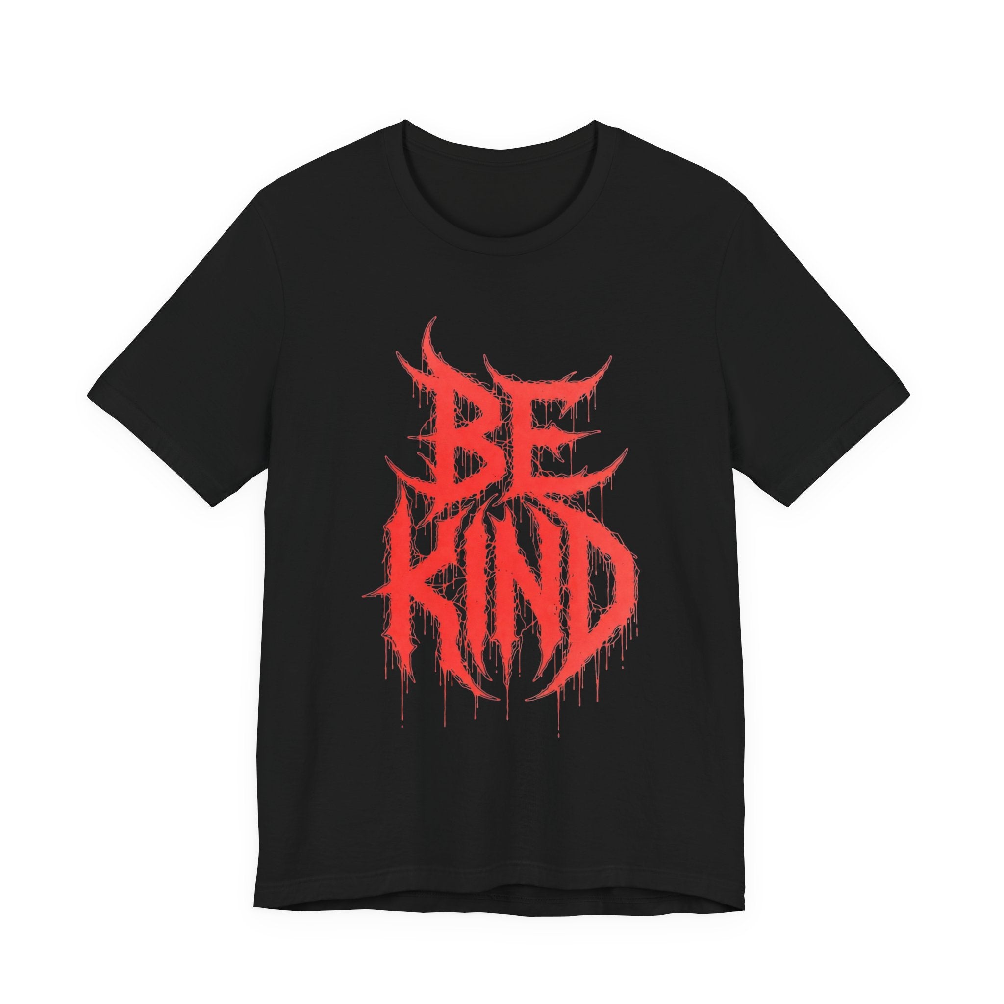 Be Kind Graphic Tee — Red Horror-Style Typography T-Shirt