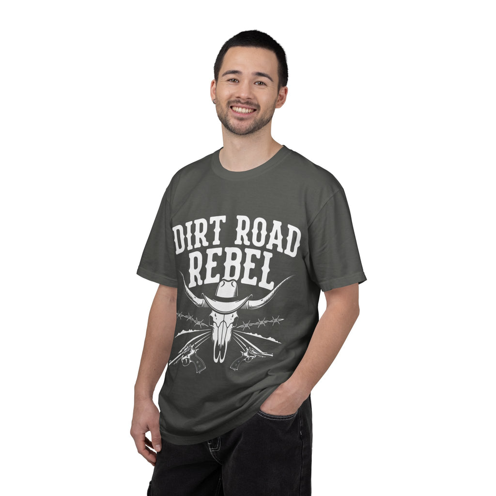 Dirt Road Rebel T-Shirt — Western Skull & Guns Rustic Cowboy Tee