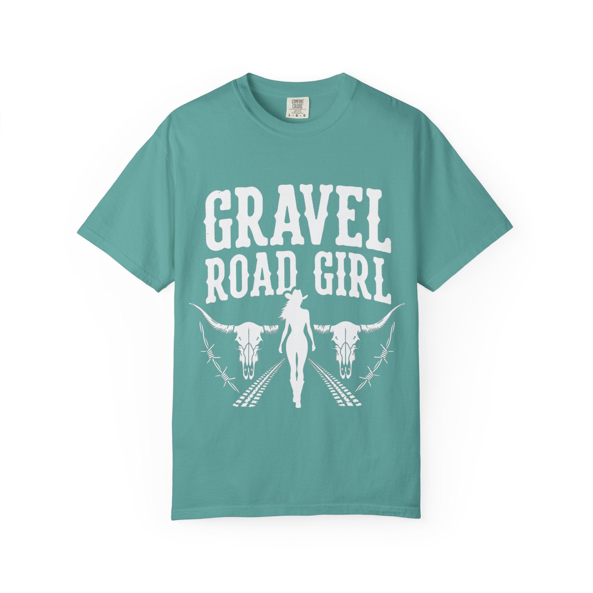 Gravel Road Girl T‑Shirt — Western Cowgirl Motorcycle Tee