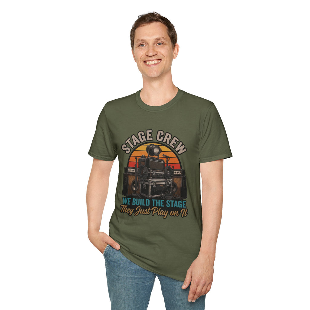 Stage Crew T-Shirt — "We Build The Stage, They Just Play On It" Vintage Crew Tee