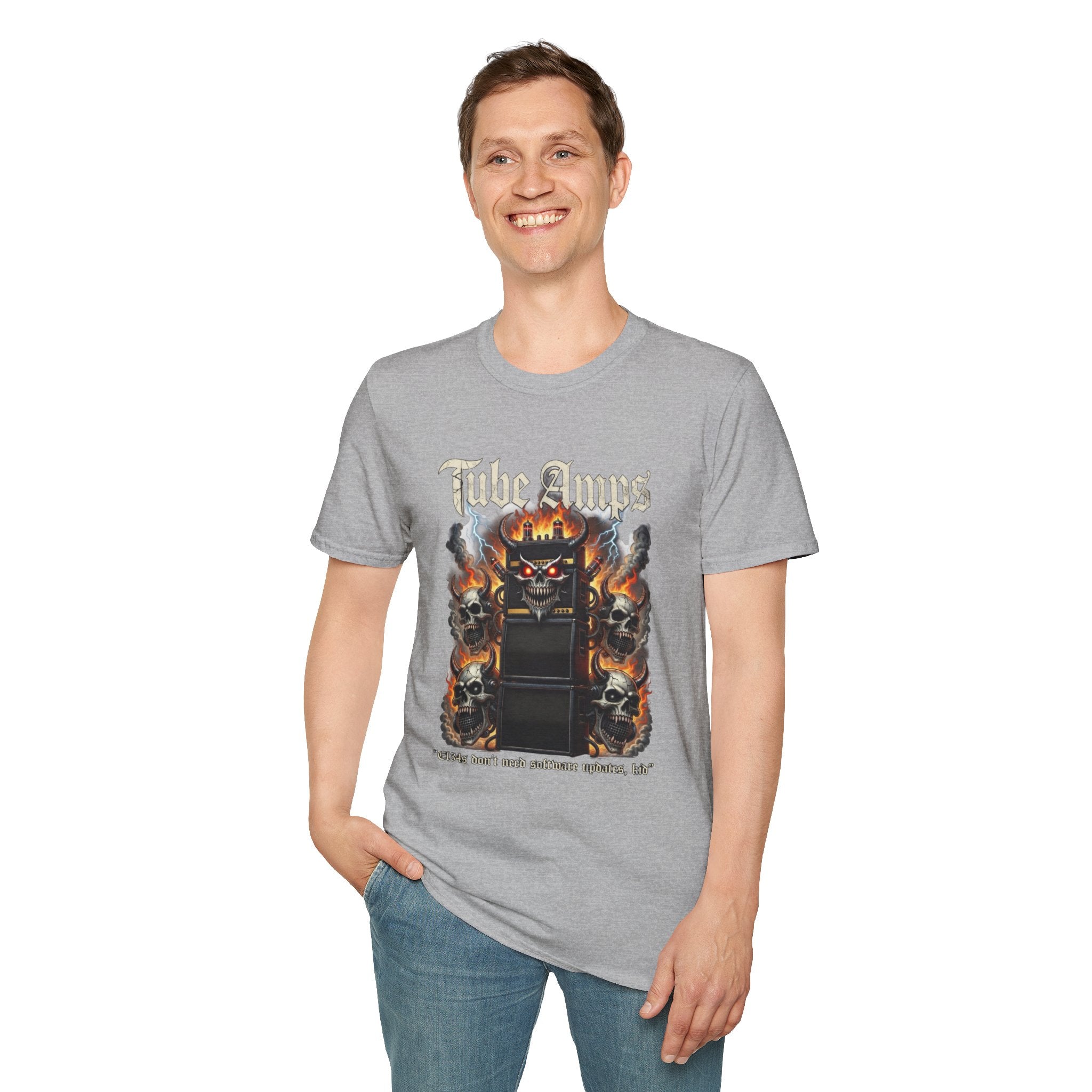 Tube Amps T-Shirt — "EL34s Don't Take Software Updates, Kid" Guitarist Tee