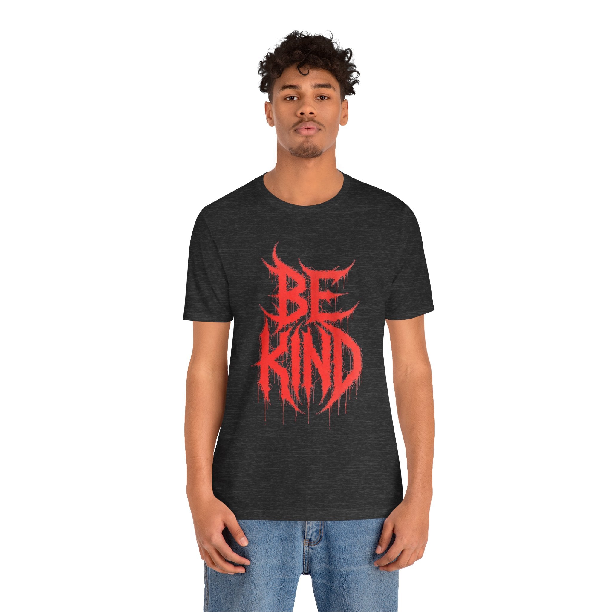 Be Kind Graphic Tee — Red Horror-Style Typography T-Shirt