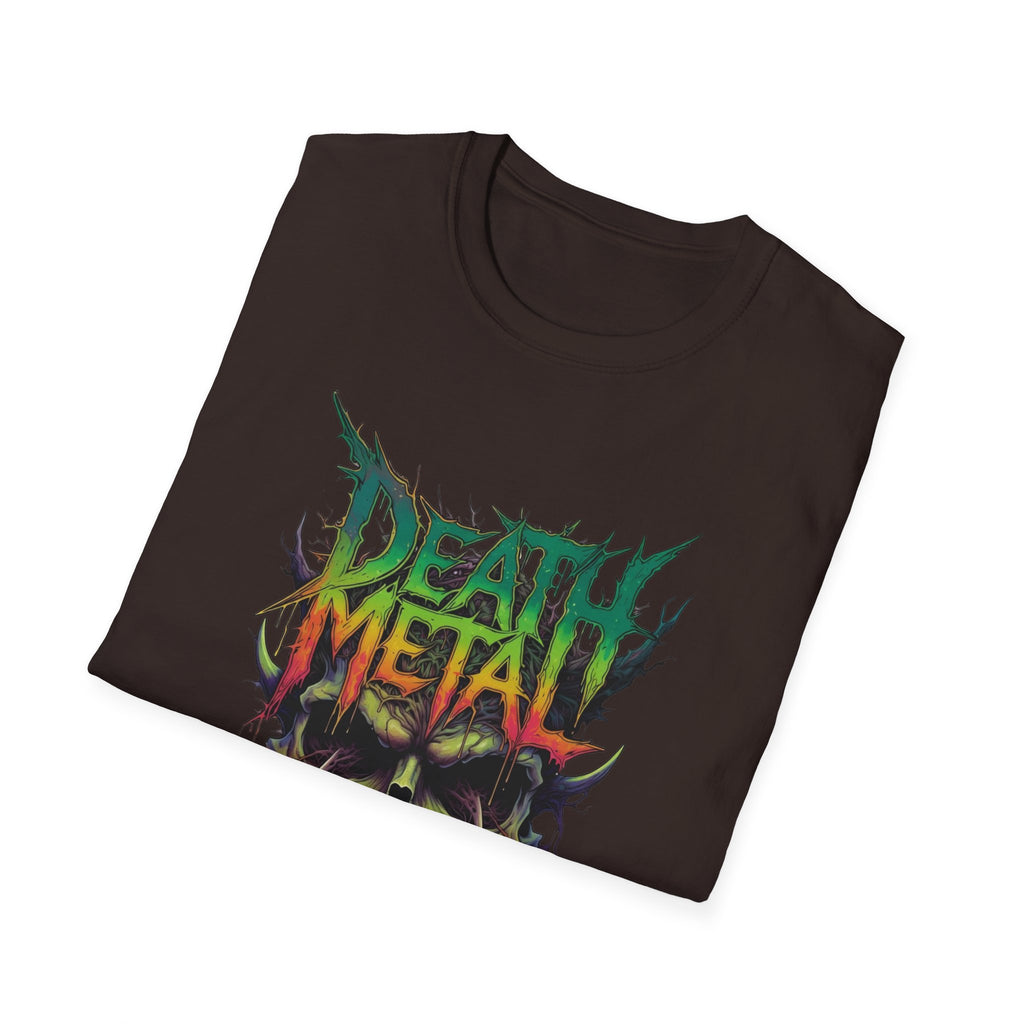Death Metal Skull T‑Shirt — Retro Neon Band Graphic Tee