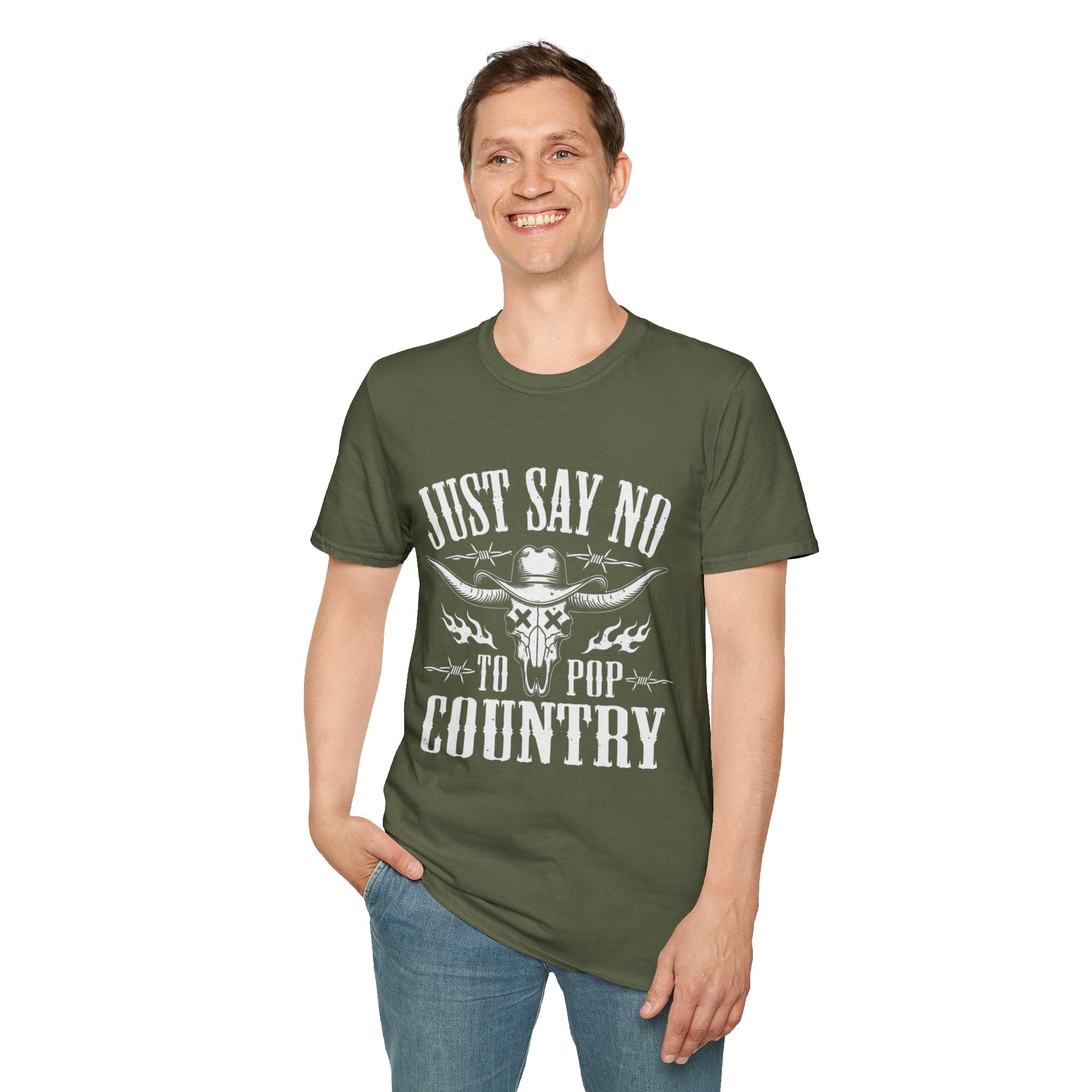 Just Say No to Pop Country Longhorn Skull T-Shirt