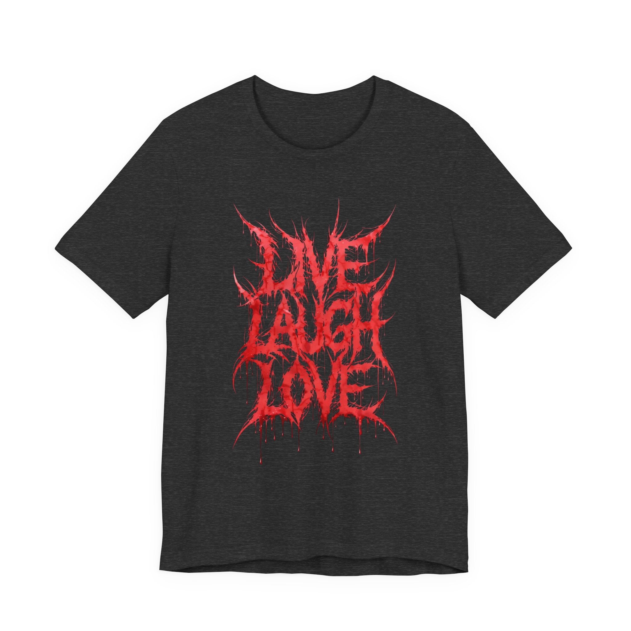Graphic Tee — 'Live Laugh Love' Red Metal Script T-Shirt