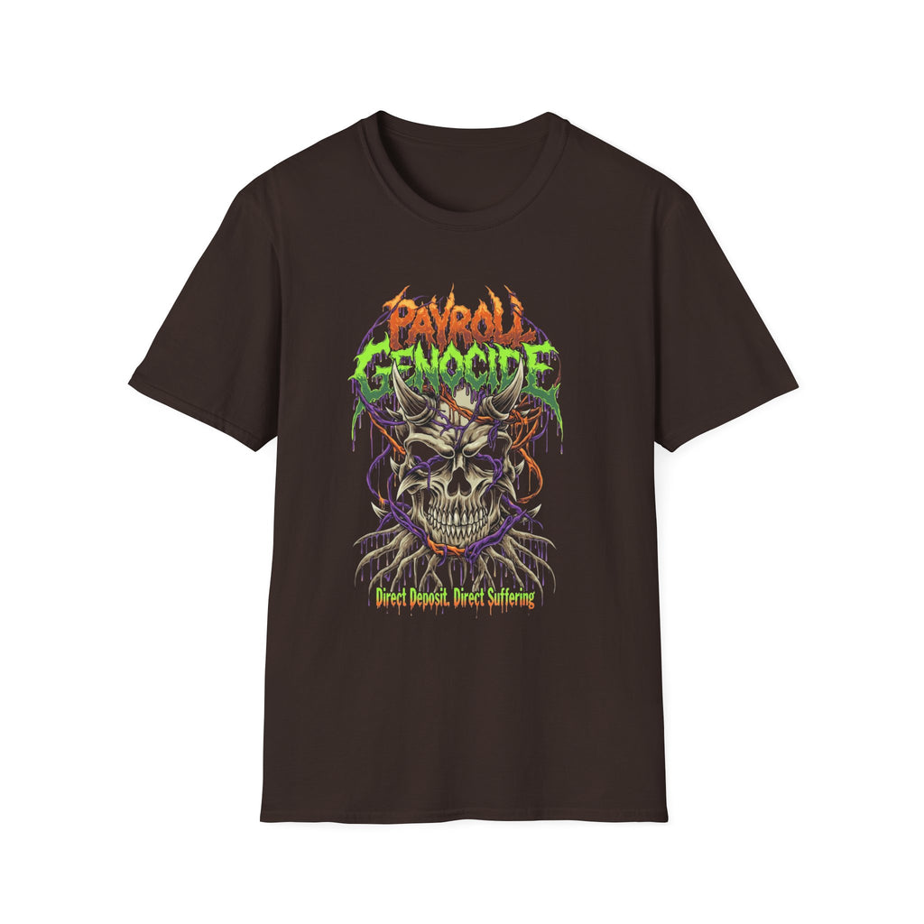 Payroll Genocide Skull T-Shirt — Heavy Metal Graphic Tee