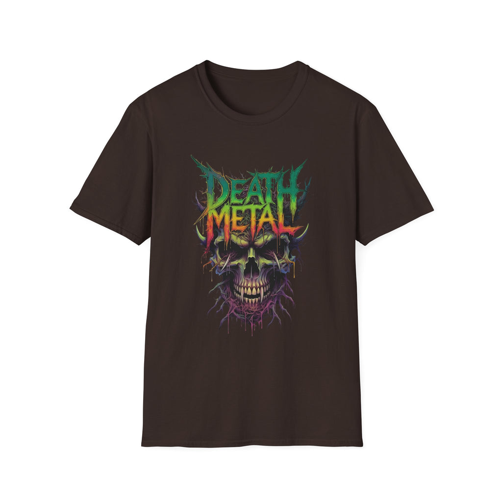 Death Metal Skull T‑Shirt — Retro Neon Band Graphic Tee