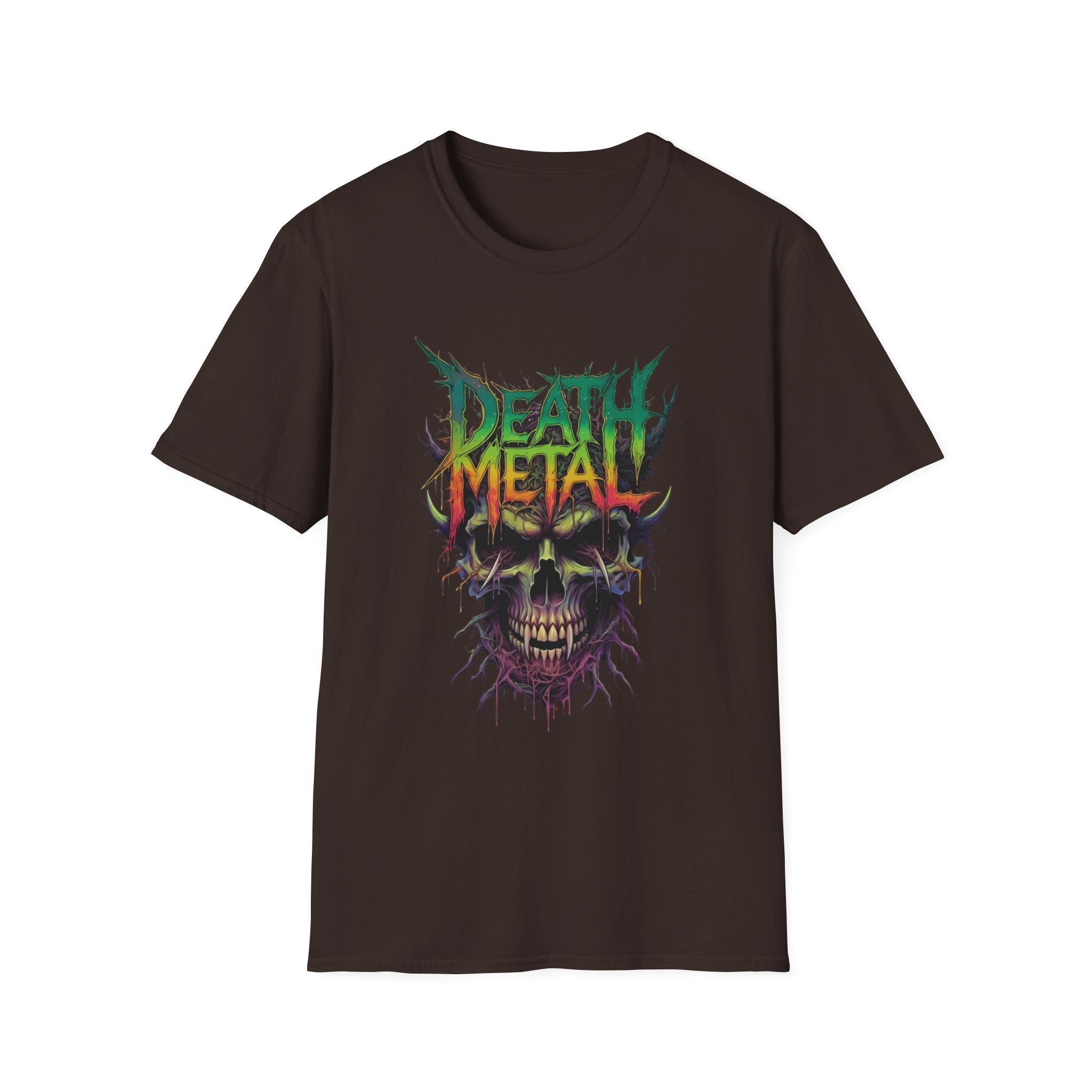 Death Metal Skull T‑Shirt — Retro Neon Band Graphic Tee