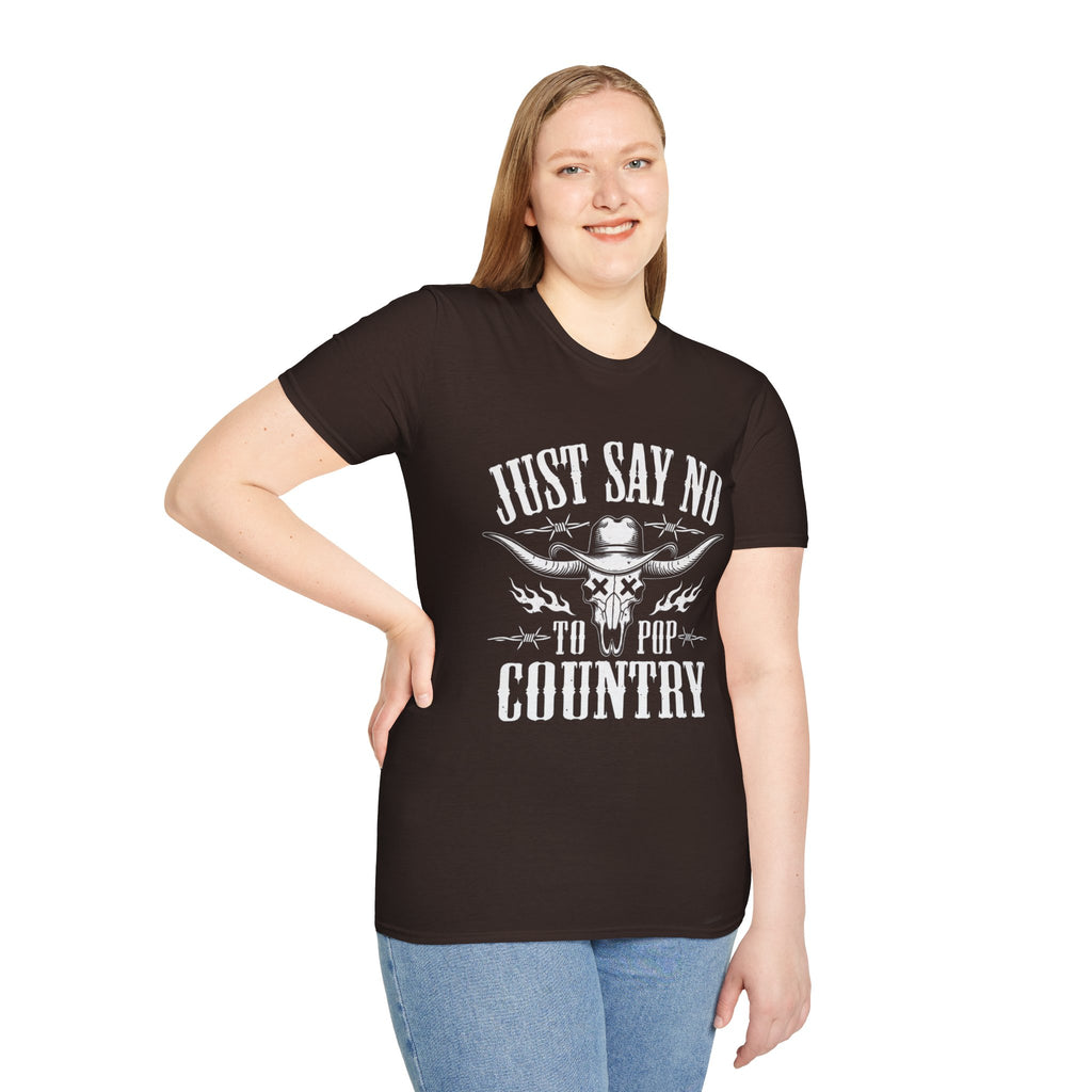 Just Say No to Pop Country Longhorn Skull T-Shirt