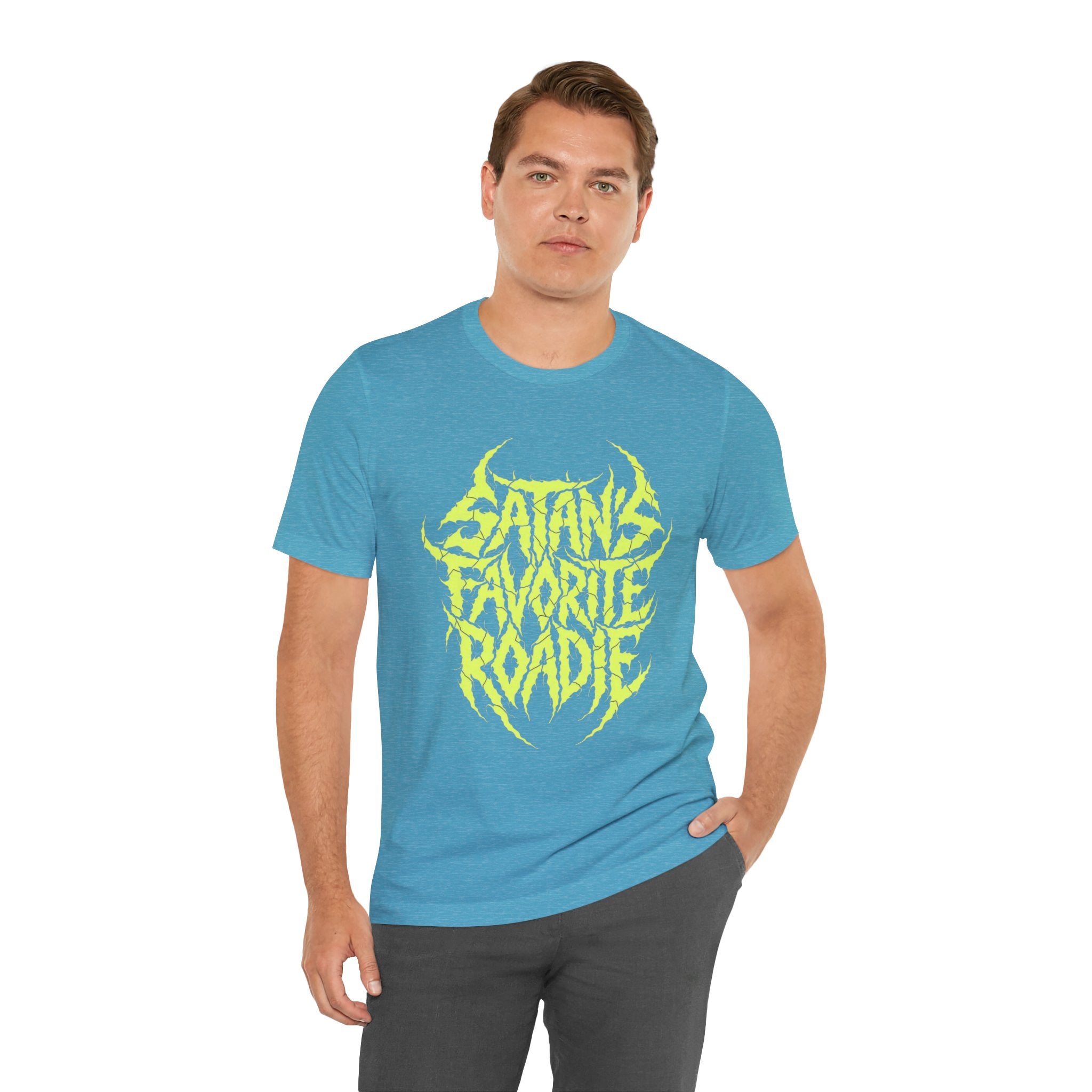 Satan’s Favorite Roadie T‑Shirt — Neon Metal Band Tee