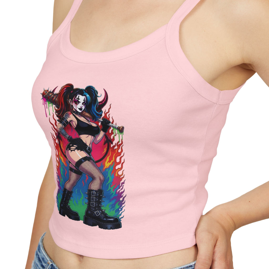 Goth Punk Girl with Bat Tank Top — Spaghetti Strap Women's Tank