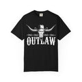 Outlaw Western T-Shirt — Longhorn Skull & Barbed Wire Cowboy Tee