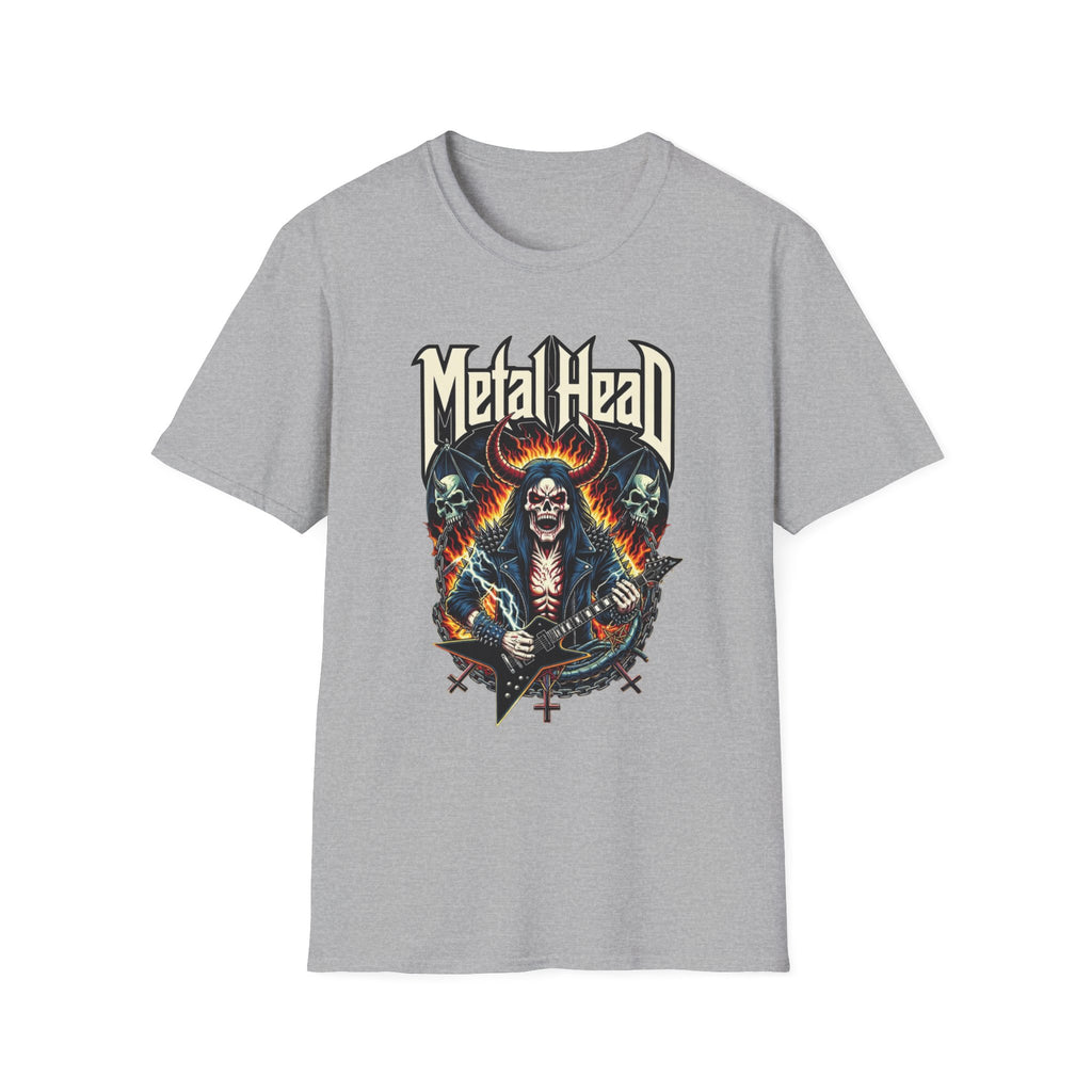 Heavy Metal Skull Guitar Player T-Shirt — Rocker Tee for Metalheads