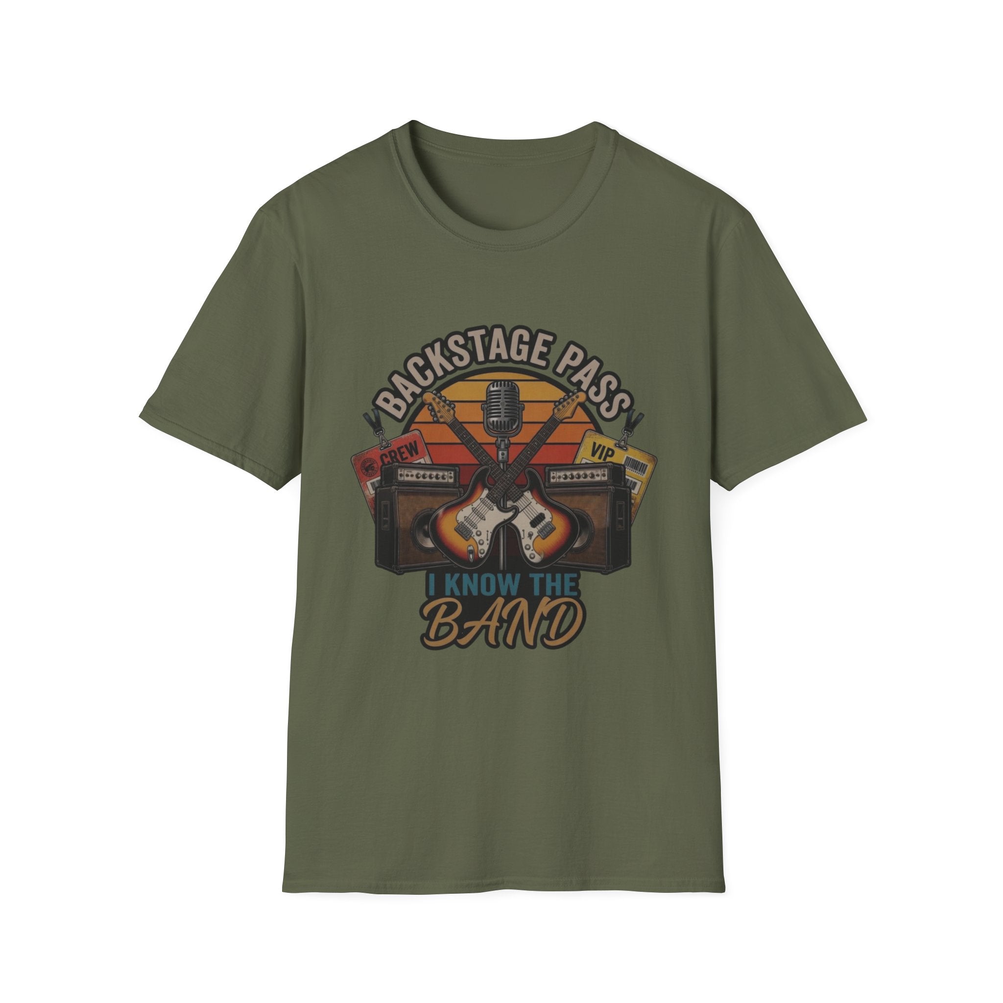 Backstage Pass "I Know The Band" T-Shirt — Retro Guitar Concert Tee