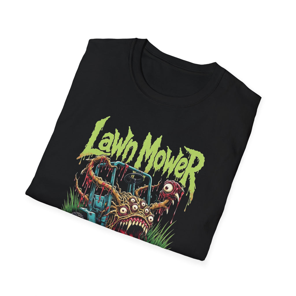 Lawn Mower Carnage Tee — Retro Horror Garden Monster T-Shirt