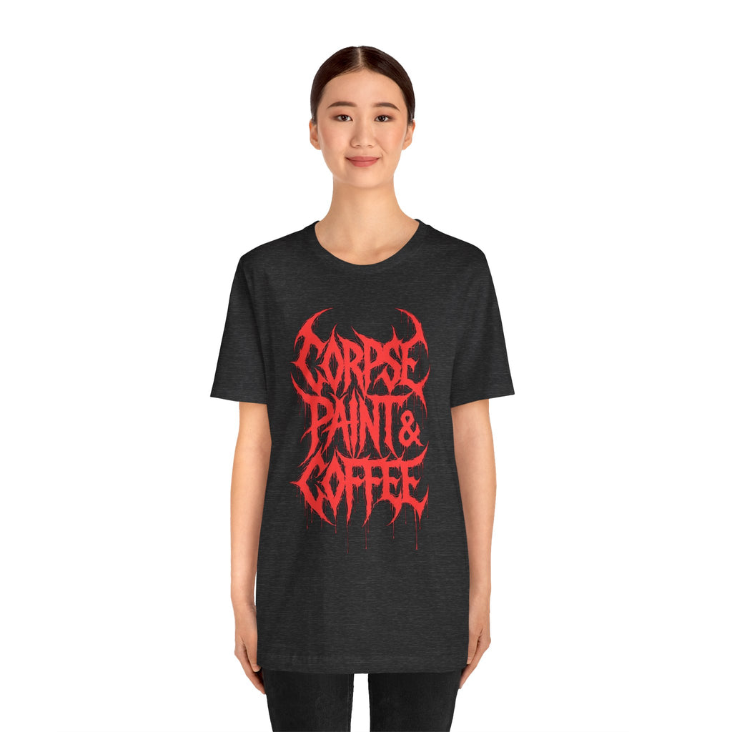 Corpse Paint & Coffee Tee — Gothic Metal Band Shirt
