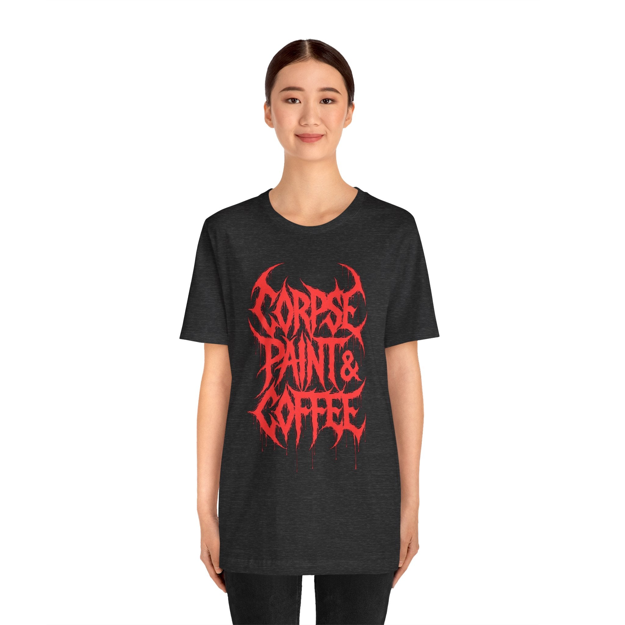 Corpse Paint & Coffee Tee — Gothic Metal Band Shirt