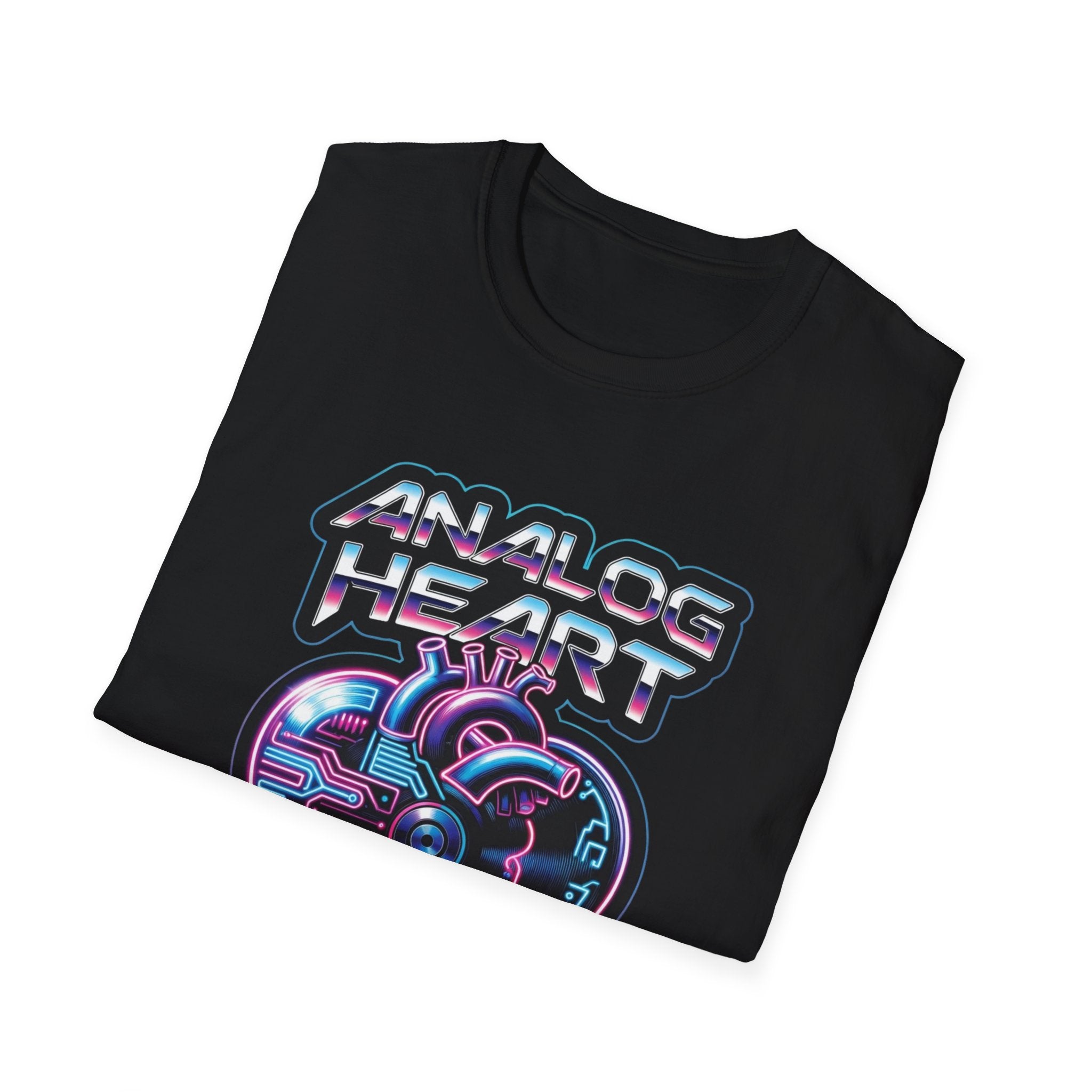 Analog Heart T-Shirt — 'Analog Heart in a Digital World' Retro Cyberpunk Tee