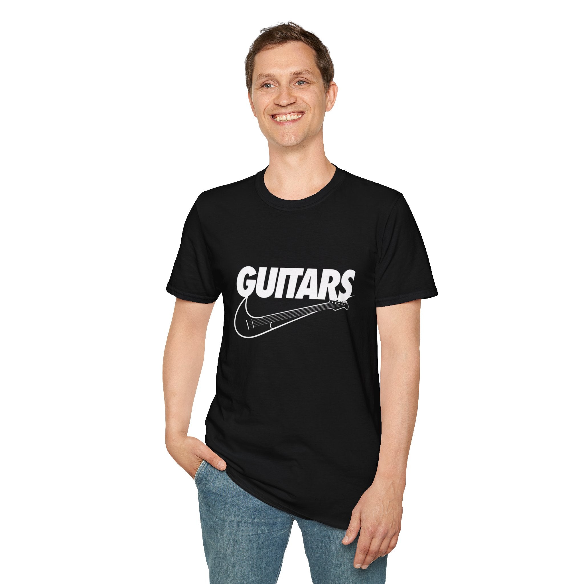 Guitars Graphic T-Shirt — Retro Rock Electric Guitar Logo Tee