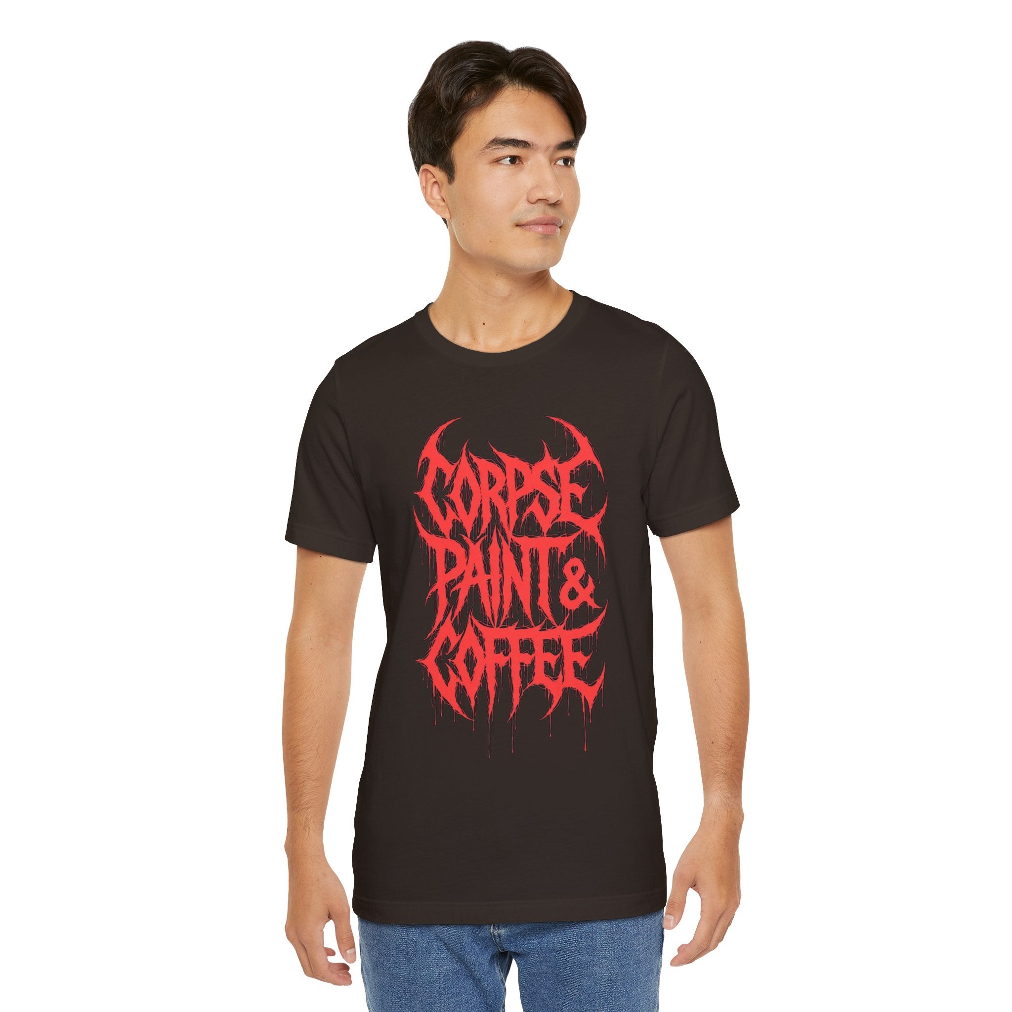 Corpse Paint & Coffee Tee — Gothic Metal Band Shirt