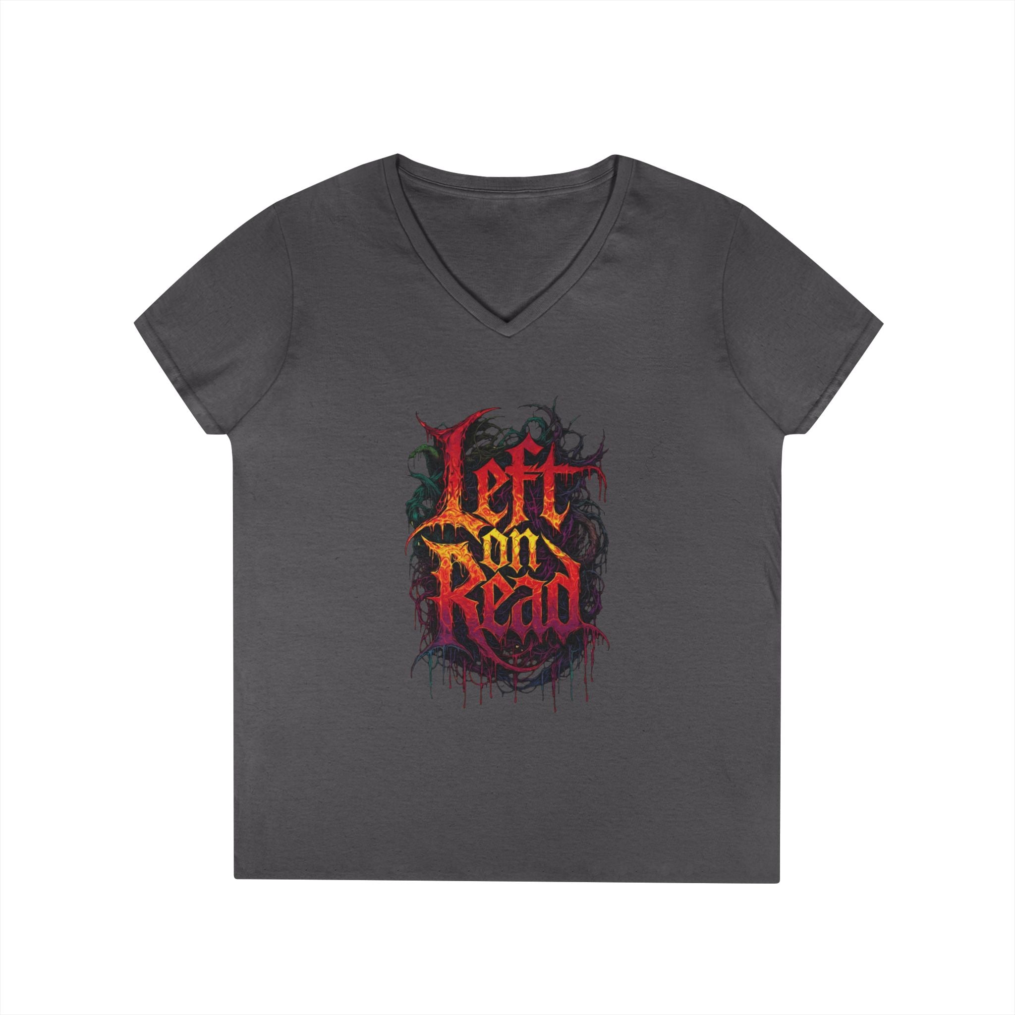Left on Read V-Neck T‑Shirt — Women’s Gothic Text Graphic Tee