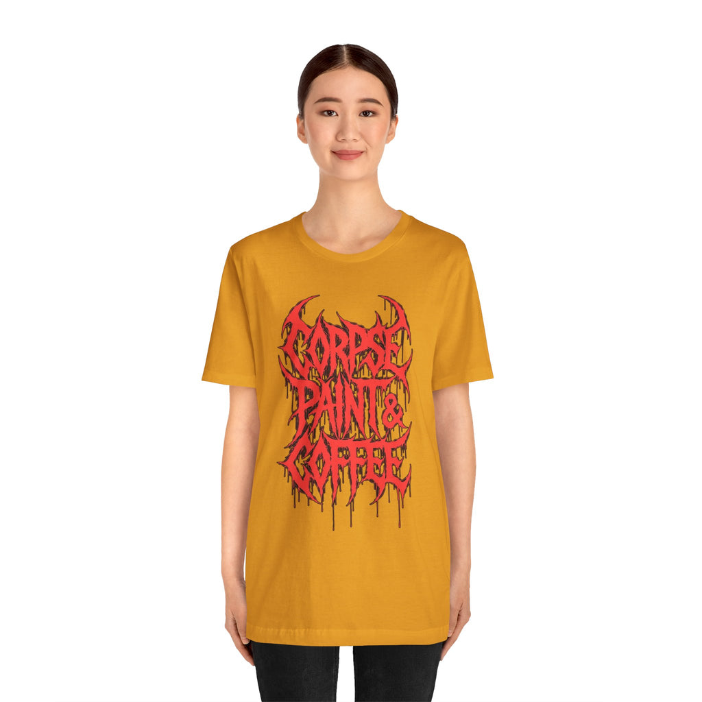 Corpse Paint & Coffee Tee — Gothic Metal Band Shirt