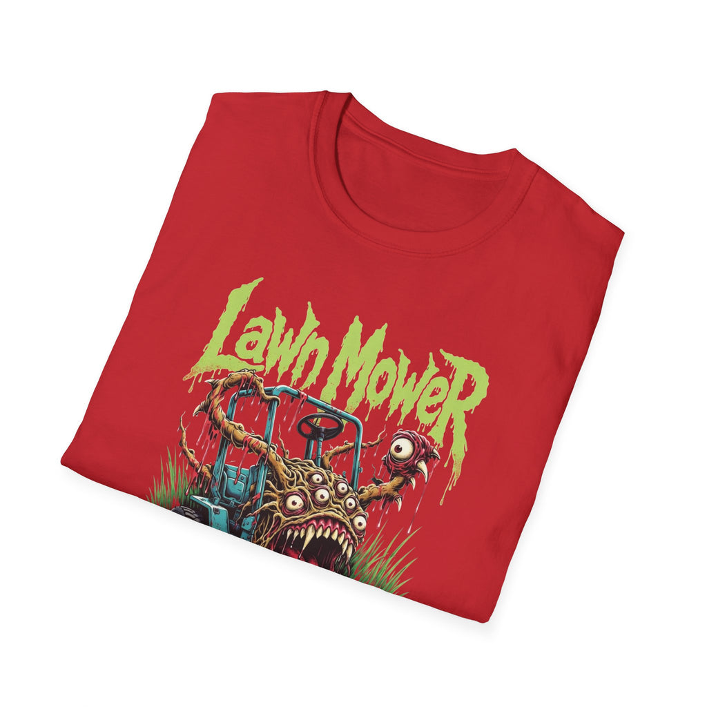 Lawn Mower Carnage Tee — Retro Horror Garden Monster T-Shirt