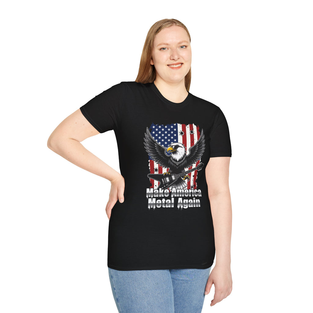 Make America Metal Again T-Shirt — Bald Eagle Playing Guitar