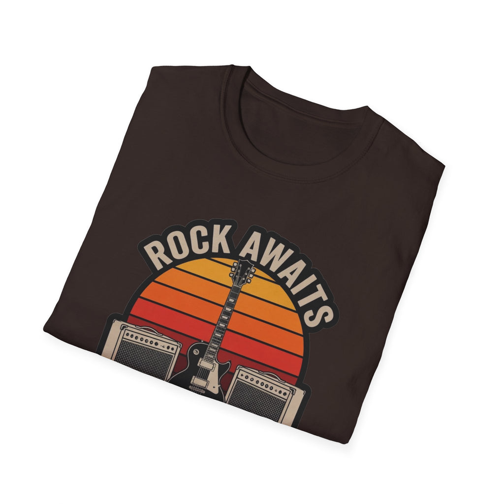 Rock Awaits "Shred the Guitar" T-Shirt - Retro Guitar & Amp Graphic