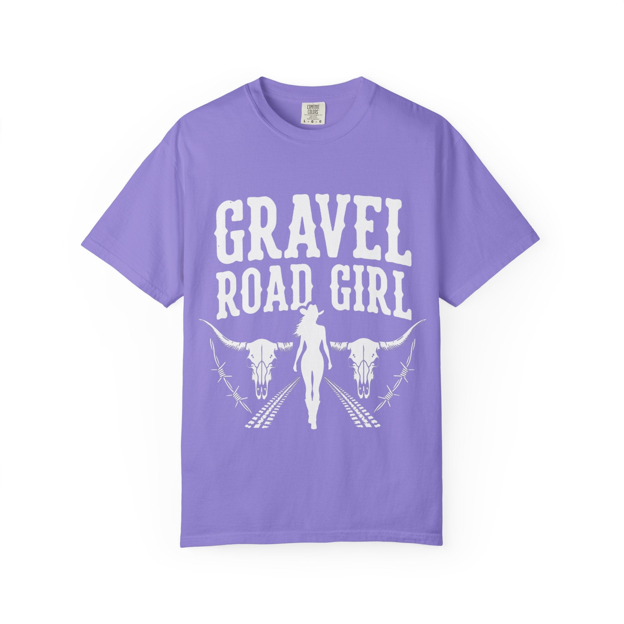 Gravel Road Girl T‑Shirt — Western Cowgirl Motorcycle Tee