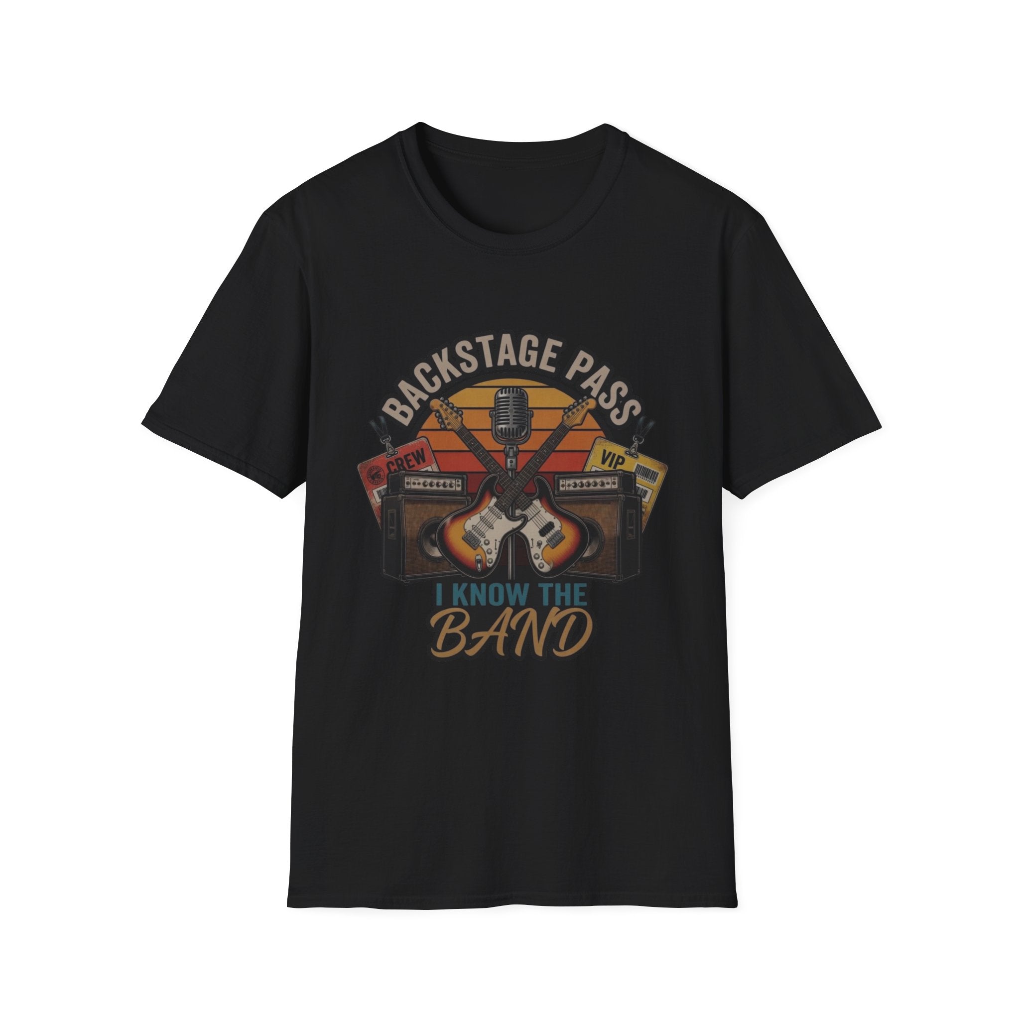 Backstage Pass "I Know The Band" T-Shirt — Retro Guitar Concert Tee