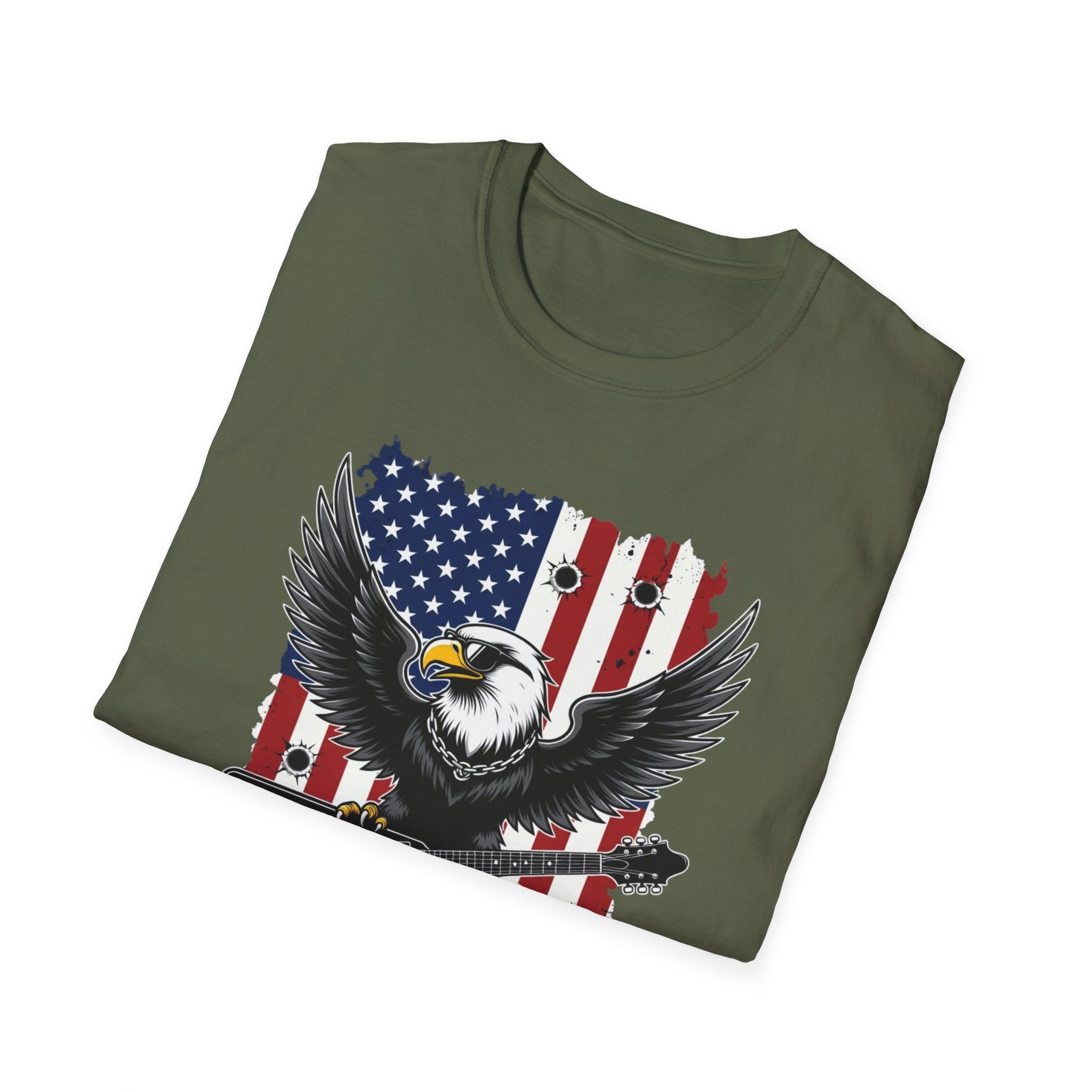 Make America Metal Again T-Shirt — Bald Eagle Playing Guitar