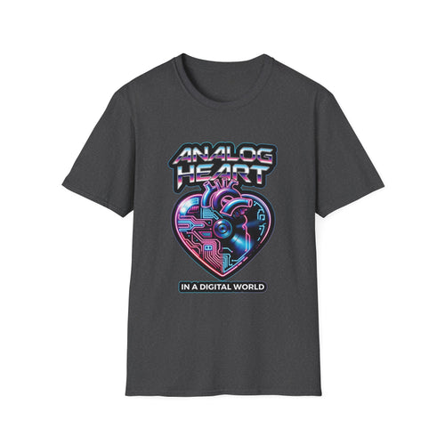 Analog Heart T-Shirt — 'Analog Heart in a Digital World' Retro Cyberpunk Tee