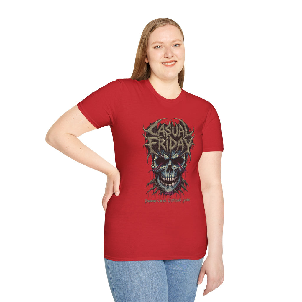 Casual Friday Skull Tee — Gothic Horror Graphic T-Shirt