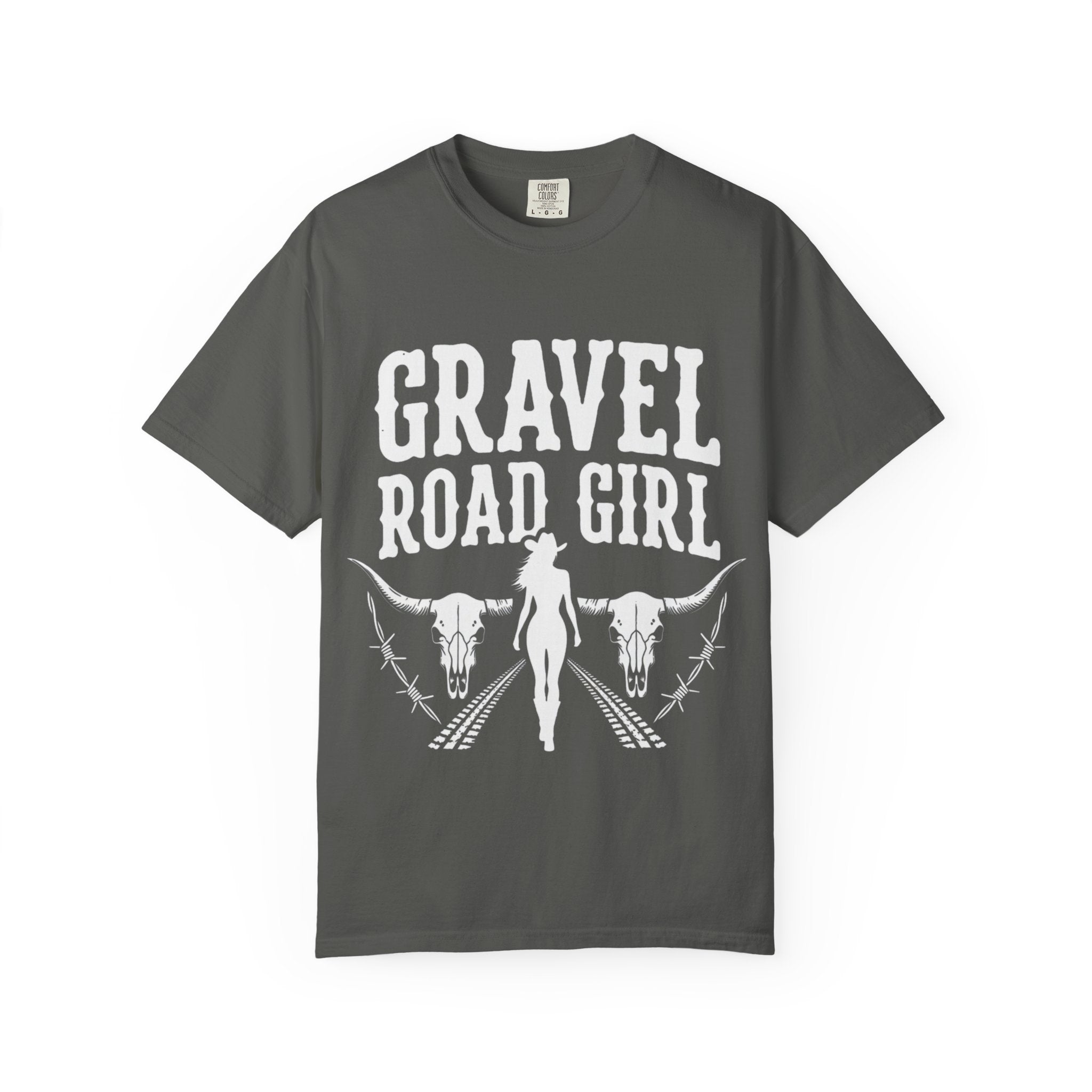 Gravel Road Girl T‑Shirt — Western Cowgirl Motorcycle Tee