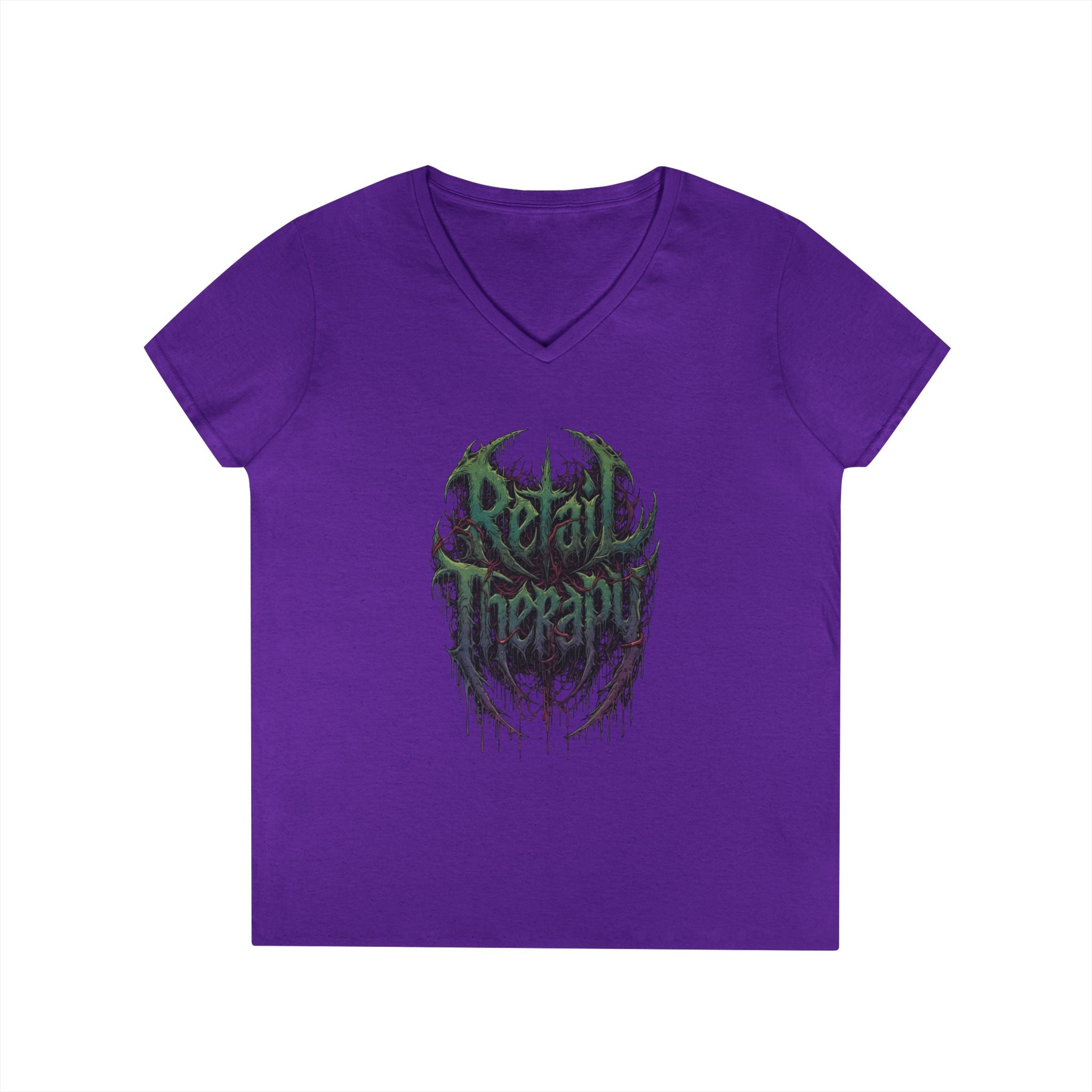 Retail Therapy V-Neck Tee — Women’s Gothic Grunge Graphic T-Shirt