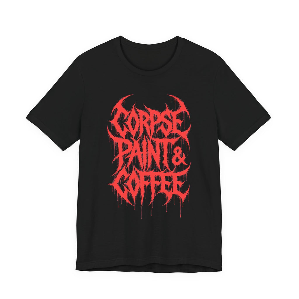 Corpse Paint & Coffee Tee — Gothic Metal Band Shirt