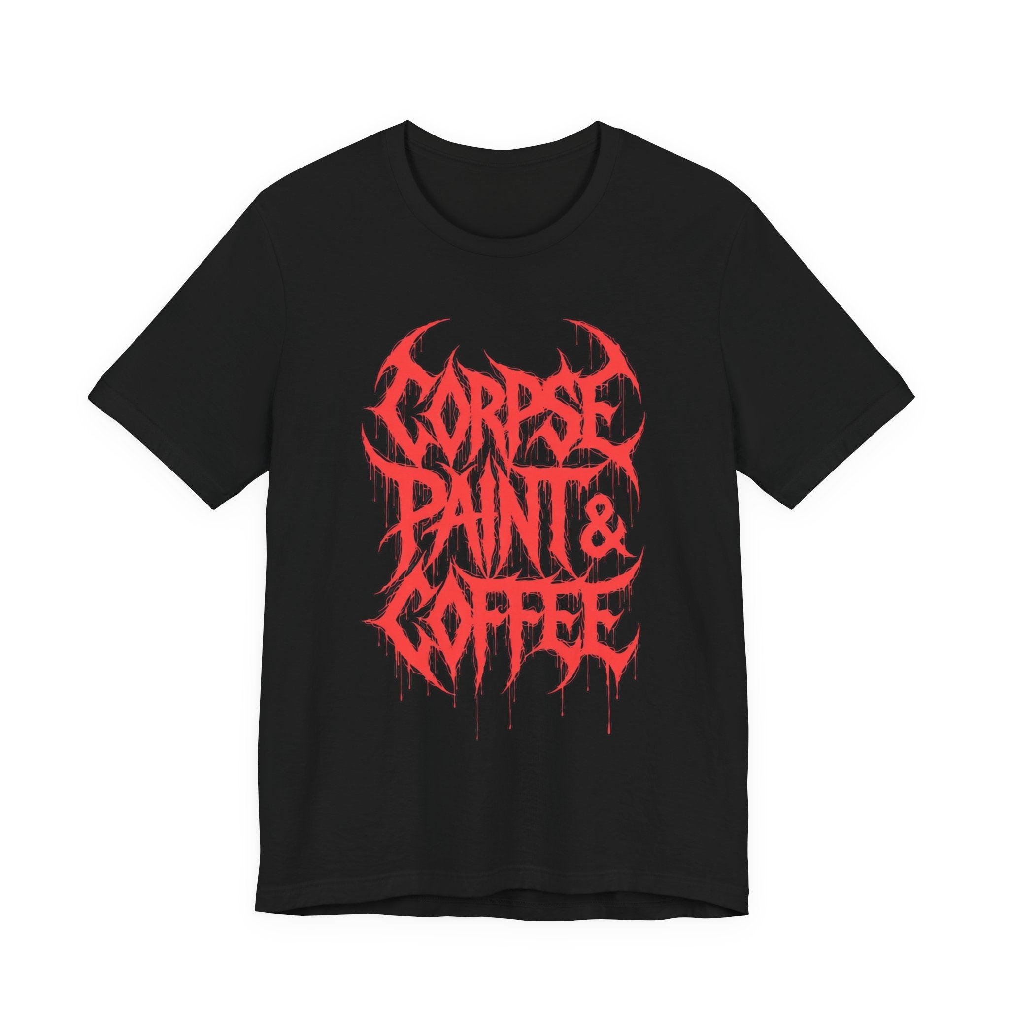 Corpse Paint & Coffee Tee — Gothic Metal Band Shirt