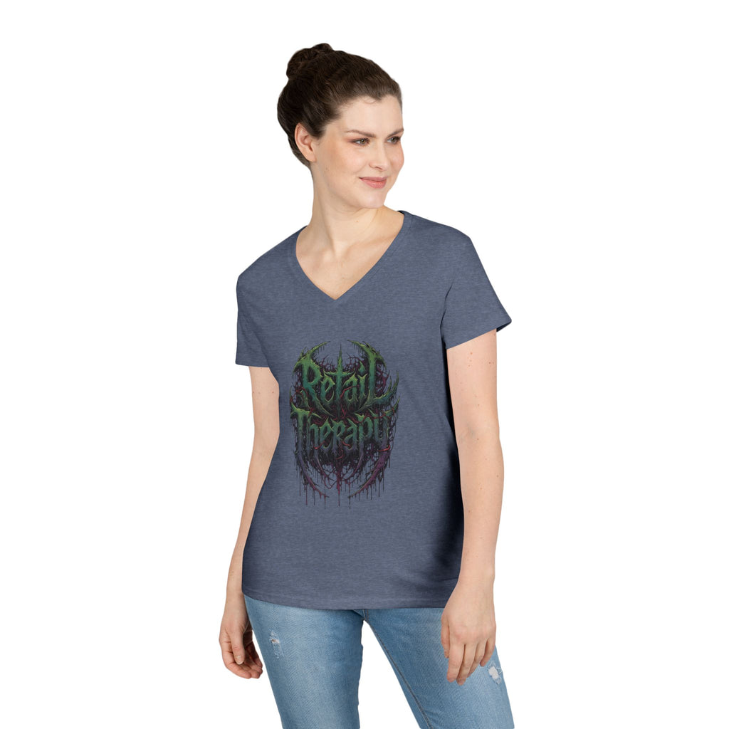 Retail Therapy V-Neck Tee — Women’s Gothic Grunge Graphic T-Shirt